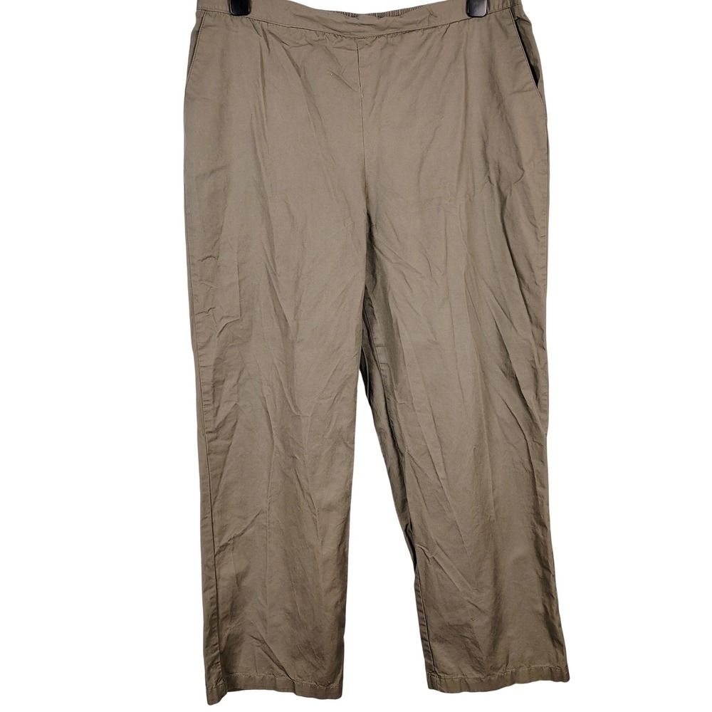Alfred Dunner Womens SZ 18 Straight Leg Pants Olive Green Cotton Gorpcore Casual